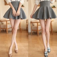 New Spring Women Girls Flared Mini Skirt Skater High Waist Slim Skirt Fashion