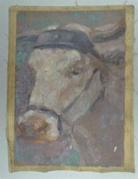 Kuh Kopf Kopfgeschirr - Georg Hilgers - Malerei Öl - Vieh Rind Geschirr - 1920