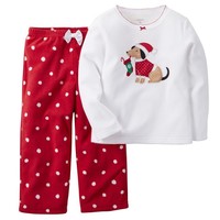 NWT ☀FLEECE☀ CARTERS Girls Pajamas New CHRISTMAS DOG  12m  $22