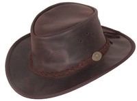 Lederhut Knautschbar GRATIS ZUGABEN Cowboyhut Westernhut Braun Australien Hut