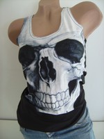 Neu! Tank TOP mit SKULL - TOTENKOPF - SKELETT - Gr. S . Gr. 36 - Shirt