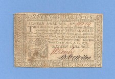 1777 Sixteen Shillings Colonial Currency Pennsylvania Sharp Very Fine