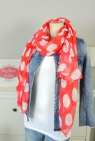 Schal Tuch Scarf Impressionen Rot Weiß Punkte Dots (DW92n)