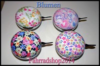 Fahrradklingel  "Ding-Dong" Glocke mit Blumen-Dekor Fahrrad Klingel 80mm
