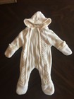 FADED GLORY INFANT SNOWSUIT ~ 6-9 MONTHS ~ CABLE KNIT WITH HAND COVERS ~ IVORY