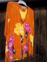 sommerlich bunte Bluse  mit Schulterpolster, lang, Gr.48, Kofferqualität