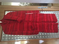 ESCADA Set Langmantel Bluse & Schal Wolle rot, Gr. 36