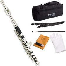 Mendini C Piccolo Ebonite ABS Body w/ Nickel Head Joint & Keys +Case+Care Kit