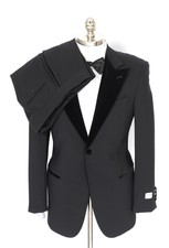 ARMANI COLLEZIONI Italy Black Wool 1Btn Smoking Tuxedo Suit 50 40 40R NWT $2495