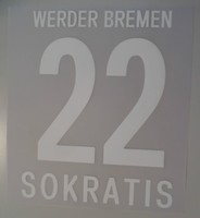 SV Werder Bremen 22 Sokratis 23,7 cm Flock / Beflockung für Trikot Spielertrikot