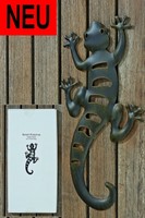 Wanddekoration Eidechse Salamander *Gecko*  Metall schwarz antik  31 cm