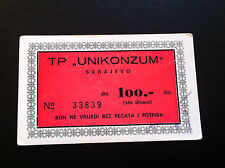 Local note- Bosnia- Saraevo- 100 Dinara 1980s, Tp Unikonzum - stamp !