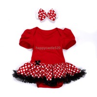 Infant Baby Girl Headband Romper Bodysuit Jumpsuit Tutu Dress Clothes 3-6M Red