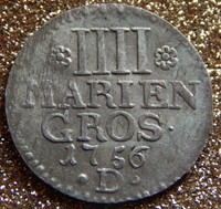 Brandenburg-Preußen 4 Mariengroschen 1756 D,RR!, Friedrich II. 1740-1786,f.pfr.