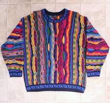 COOGI Australia Sweater Yellow Biggie Notorious BIG Mercerized 100% Wool 90s 3D