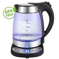 Grafner Glas Edelstahl Wasserkocher Temperaturwahl LED Beleuchtung 2200 Watt Neu