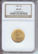 1900 $5 Liberty Philadelphia Half Eagle Ngc Graded Ms64 Certified Ms-64 Coin !