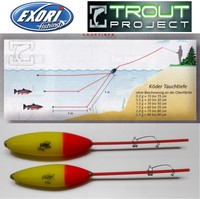Exori Trout Project Forellen Zocker schwimmend Schlepp Pose Sbirolino rot-gelb  