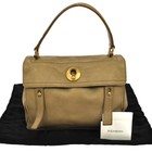 Auth Yves Saint Laurent Muse Two Hand Bag Navy Ostrich Leather ...  