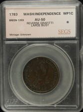 1783 Post Colonial Washington No Button Large Bust Au