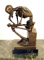 Top MODERN ART Bronze DER DENKER SKELETT signiert MILO
