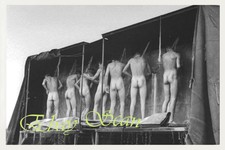 VINTAGE 1940's PHOTO NUDE WWII MARINES SHOWER OUTDOORS IN TENT GAY INTEREST 35