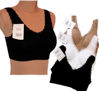Sport BH, Komfort BH, Bustier Nahtlos Mikrofaser Einlagen Gr. S/M, L/XL, Basic