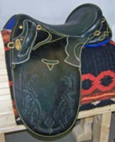 Stocksattel mit Horn / breite Kammer / Leder  (incl. dem ges. Zubehör )