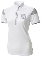Pikeur Damen 1/2 Arm Turniershirt mit Kontrasteinsätze, weiß/grau (497-6007) NEU