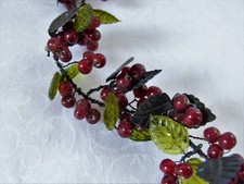 Glass Pepper Berry and Green Leaf Garland on Twisted Wire, approx 5 ft