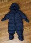 EUC Baby Gap 2014 Warmest Puffer Snowsuit 0-6 Months Navy Blue Dots Outerwear 