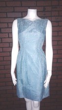 Vintage 50s blue lace taffeta wiggle dress