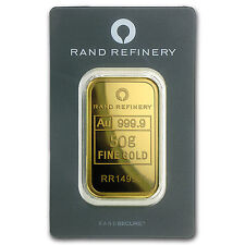 50 gram Gold Bar - Rand Refinery - Mirage (In Assay) - Sku #91445