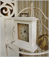 KAMINUHR "COUNTRY" IN ANTIK-WEIß IM LANDHAUS-STIL NEU