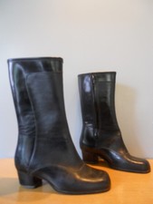 Vintage 60s 70s Usa Black Waterproof Winter Rubber Snow Boots Mod Zipper Retro 5