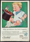 Vintage 1957 Carter's baby clothes Ad Print- boy with top hat cartoon, toppers 