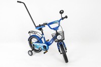 14 Zoll Kinderfahrrad mit Lenkerstange "Reduziert " in Schwarz und Blau