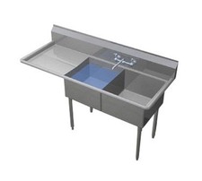 Duke 202-136-L Deluxe Sink two compartment 79"W x 26"D x 41"H 36" drainboard .