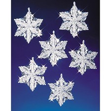 Beadery Holiday Beaded Ornament Kit, Snow Crystals, 3.5-Inch, Makes 6, New, Free