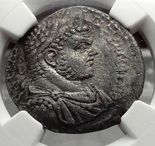 CARACALLA 215AD Emesa Seleukis Pieria Tetradrachm Eagle Roman Coin NGC i58171