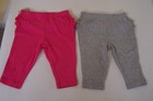 CARTER'S Little Layette 9 MOS 2-Pack Ruffle Pant/Leggings Set Fuchsia/Gray