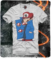 E1SYNDICATE T SHIRT DOPE MAGIC MUSHROOM WEED LSD MESKALIN PSILOCYBIN FUCT GRAU