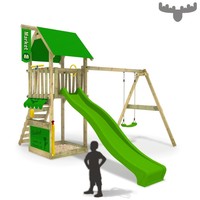 FATMOOSE MagicMarket Master XXL Spielturm Kletterturm Schaukel Rutsche Garten A