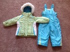 ZERO XPOSUR 2 PC SNOW SUIT HOODED WINTER COAT & BIBS - SIZE 2T AQUA BLUE KIWI
