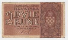 Croatia Banknotes - Wwii Ndh Ustase - 2 Kune 1942 - 2 letters - Rarre !