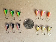 New listing
(12) tungsten ice jigs glow Uv 1.9g #10 hook new fishing lure