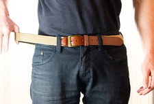 Big Mens Elastic Beige Brown Stretch belt XXXL 3XL 46" - 54" Comfortable Soft