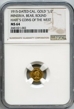 1915 California Gold 1/2 Minerva / Hart's Coins of the West / Ngc Ms64