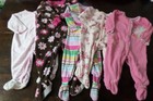 Baby Girl 6 9 12m Lrg Lot 5 1pc Footie Sleepers Pajamas~CUTE PRINTS~Carters TCP