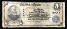 The Citizens National Bank Of Kendallville Indiana Charter 12532 $5 Series 1902